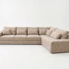 Lucca Modern Stone Textured Fabric Corner Sofa