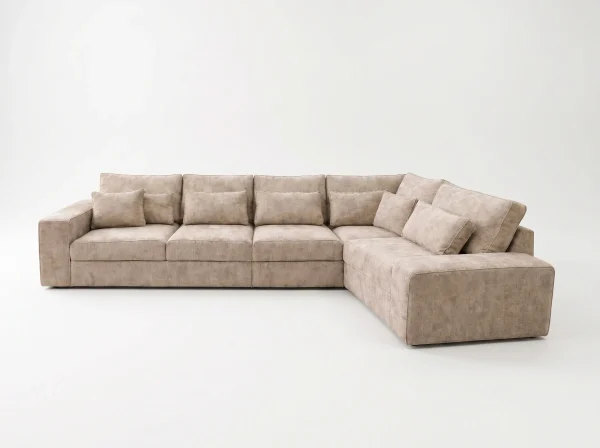 Lucca Modern Stone Textured Fabric Corner Sofa