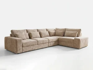 Lucca Modern Stone Textured Fabric Corner Sofa