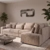 Lucca Modern Stone Textured Fabric Corner Sofa Left side view (1) Lucca Modern Stone Textured Fabric Corner Sofa