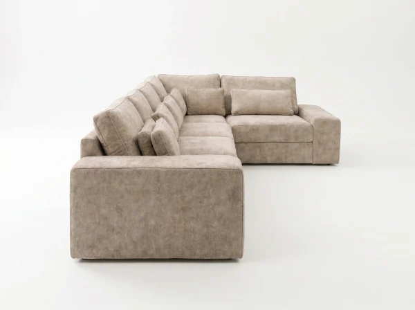 Lucca Modern Stone Textured Fabric Corner Sofa