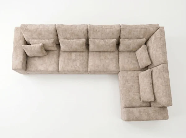 Lucca Modern Stone Textured Fabric Corner Sofa