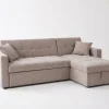 Milan Modern Light Taupe Fabric Corner Sofa Bed with Storage Chaise