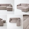 Milan Modern Light Taupe Fabric Corner Sofa Bed with Storage Chaise