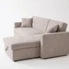 Milan Modern Light Taupe Fabric Corner Sofa Bed with Storage Chaise