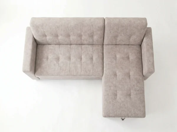 Milan Modern Light Taupe Fabric Corner Sofa Bed with Storage Chaise