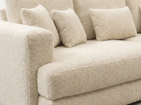 Santorini Oversized Cream Textured Fabric 4-Seater Sofa
