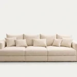 Santorini Oversized Cream Textured Fabric 4-Seater Sofa