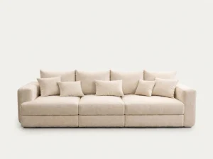 Santorini Oversized Cream Textured Fabric 4-Seater Sofa