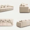 Santorini Oversized Cream Textured Fabric 4-Seater Sofa