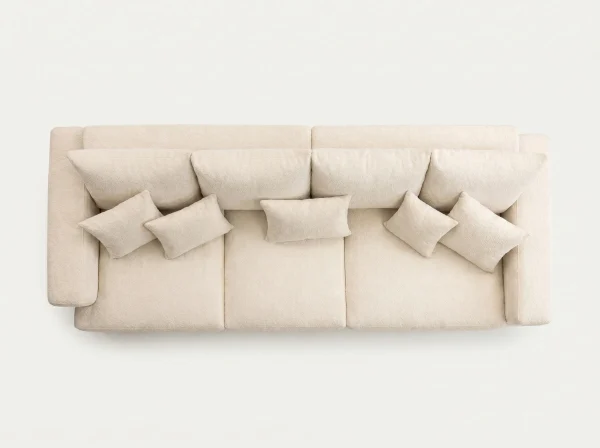 Santorini Oversized Cream Textured Fabric 4-Seater Sofa
