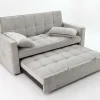 Siena Modern Grey Velvet 3-Seater Pull-Out Sofa Bed