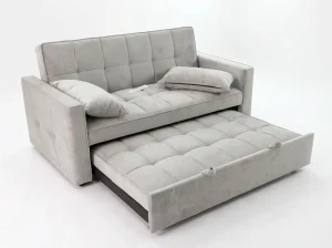 Siena Modern Grey Velvet 3-Seater Pull-Out Sofa Bed