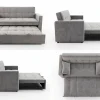 Siena Modern Grey Velvet 3-Seater Pull-Out Sofa Bed