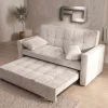 Siena Modern Grey Velvet 3-Seater Pull-Out Sofa Bed