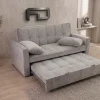 Siena Modern Grey Velvet 3-Seater Pull-Out Sofa Bed