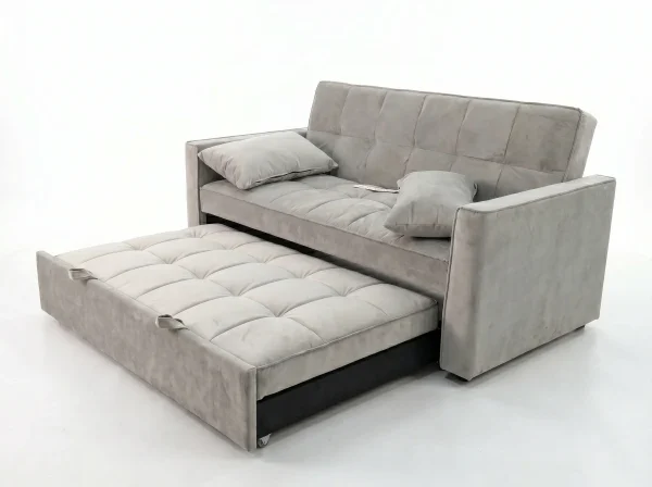 Siena Modern Grey Velvet 3-Seater Pull-Out Sofa Bed