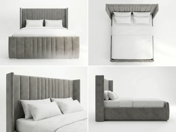 Mayfair Luxury Wingback Fluted Bed Frame – Bespoke Colours & Fabrics