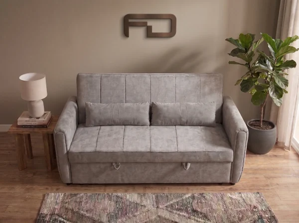 Apollo Premium Grey Fabric 2-Seater Pull-Out Sofa Bed