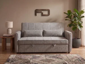 Apollo Premium Grey Fabric 2-Seater Pull-Out Sofa Bed Front view Apollo Premium Grey Fabric 2-Seater Pull-Out Sofa Bed