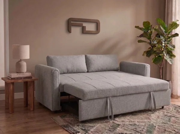 Apollo Premium Grey Fabric 2-Seater Pull-Out Sofa Bed