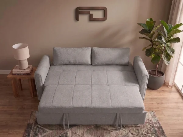 Apollo Premium Grey Fabric 2-Seater Pull-Out Sofa Bed