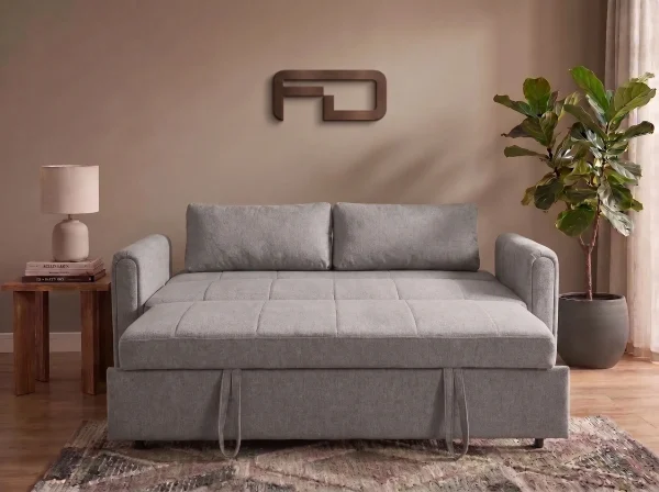 Apollo Premium Grey Fabric 2-Seater Pull-Out Sofa Bed