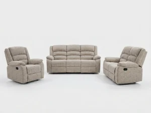 Arlington Premium Ortho-Comfort Sand Fabric Recliner Sofa Range