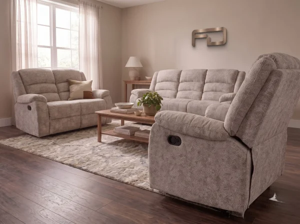 Arlington Premium Ortho-Comfort Sand Fabric Recliner Sofa Range