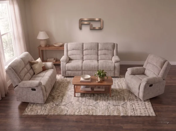 Arlington Premium Ortho-Comfort Sand Fabric Recliner Sofa Range