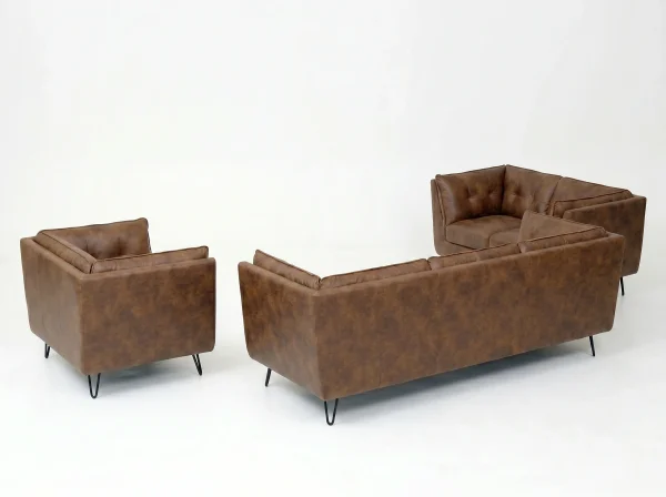 Brooklyn Vintage Brown Faux Leather 3+2+1 Sofa Suite