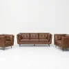 Brooklyn Vintage Brown Faux Leather 3+2+1 Sofa Suite