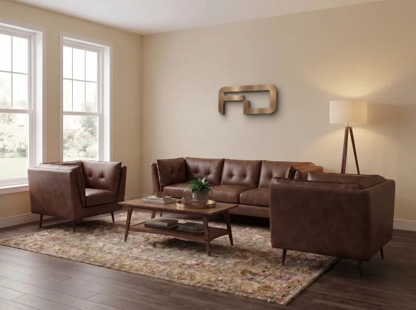 Brooklyn Vintage Brown Faux Leather 3+2+1 Sofa Suite