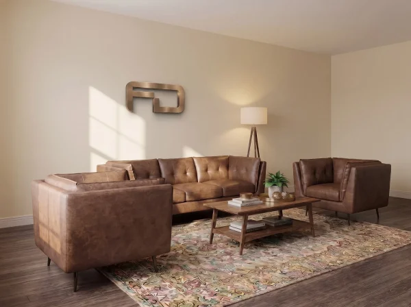 Brooklyn Vintage Brown Faux Leather 3+2+1 Sofa Suite