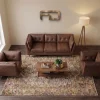 Brooklyn Vintage Brown Faux Leather 3+2+1 Sofa Suite