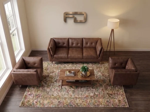 Brooklyn Vintage Brown Faux Leather 3+2+1 Sofa Suite