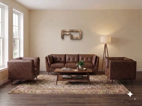 Brooklyn Vintage Brown Faux Leather 3+2+1 Sofa Suite