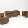 Brooklyn Vintage Brown Faux Leather 3+2+1 Sofa Suite