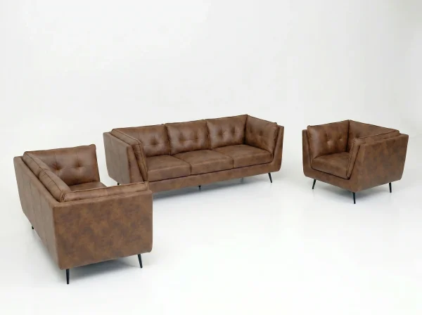 Brooklyn Vintage Brown Faux Leather 3+2+1 Sofa Suite