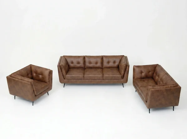 Brooklyn Vintage Brown Faux Leather 3+2+1 Sofa Suite