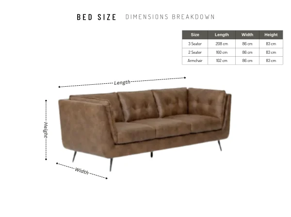Brooklyn Vintage Brown Faux Leather Sofa Suite