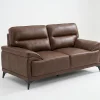 Denver Contemporary Brown Leather 3+2+1 Sofa Suite
