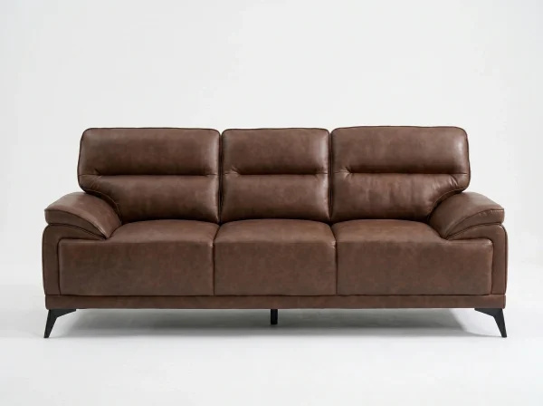 Denver Contemporary Brown Leather 3+2+1 Sofa Suite