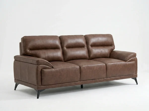 Denver Contemporary Brown Leather 3+2+1 Sofa Suite