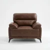 Denver Contemporary Brown Leather 3+2+1 Sofa Suite