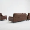 Denver Contemporary Brown Leather 3+2+1 Sofa Suite