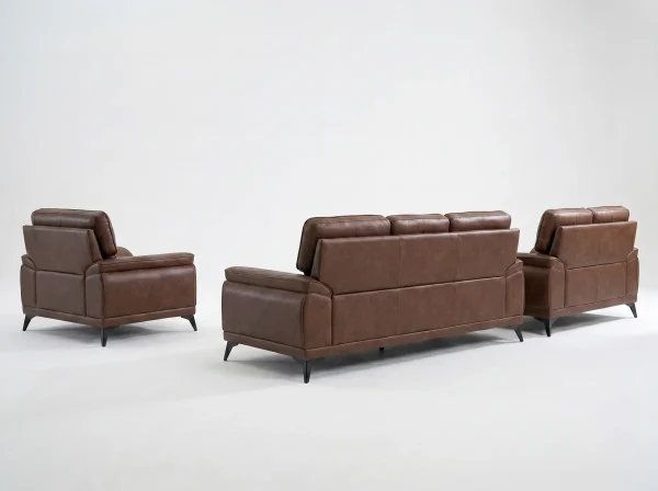 Denver Contemporary Brown Leather 3+2+1 Sofa Suite