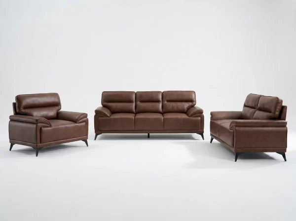 Denver Contemporary Brown Leather 3+2+1 Sofa Suite