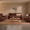 Denver Contemporary Brown Leather 3+2+1 Sofa Suite