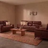 Denver Contemporary Brown Leather 3+2+1 Sofa Suite